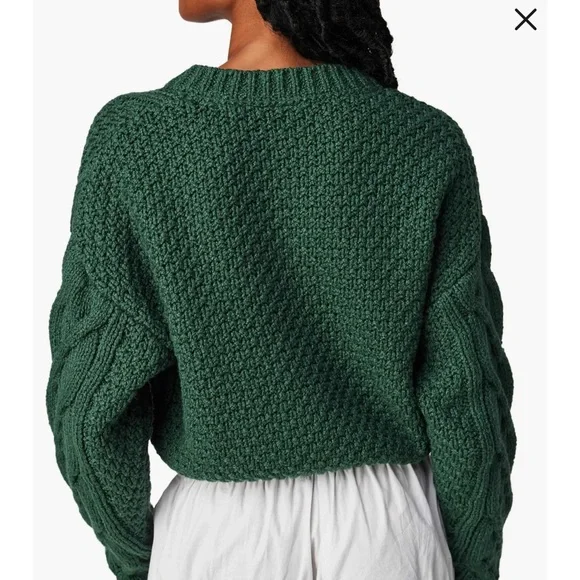 Free People Bonfire Cable Knit Cardi - Forest Green - Picture 2 of 6
